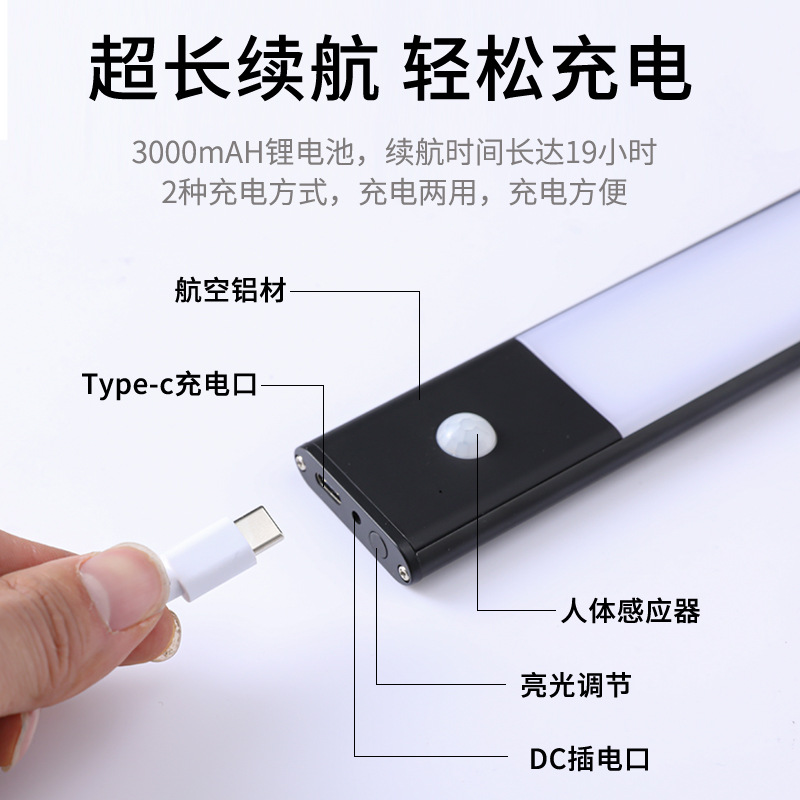 跨境三色温人体感应灯 现代家居usb充电感应橱柜灯智能家居感应灯