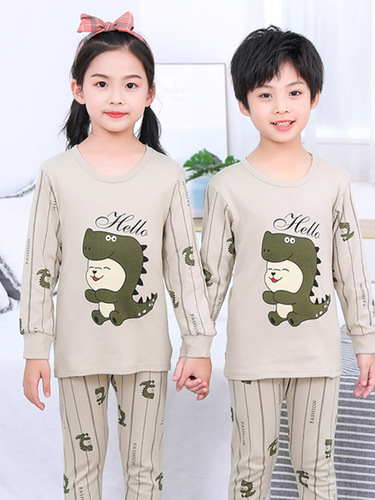 Boys' warm innerwear set pure cotton girls' autumn clothes autumn pants children's pajamas baby middle and small children cotton sweater