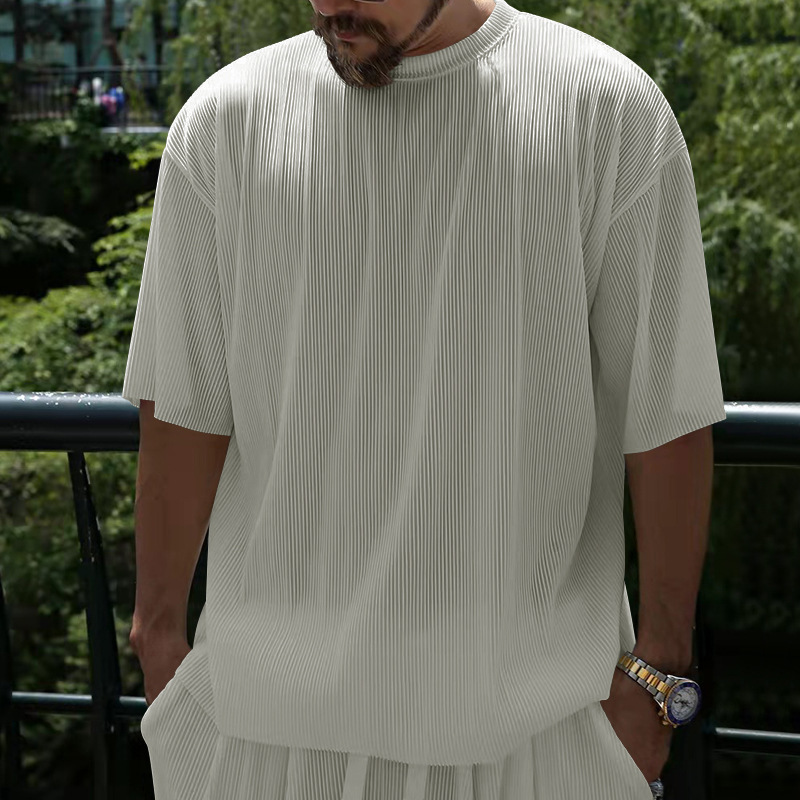 Herren Freizeit Set Aus Gerippter Eisseide Mit Shorts_voghion.com