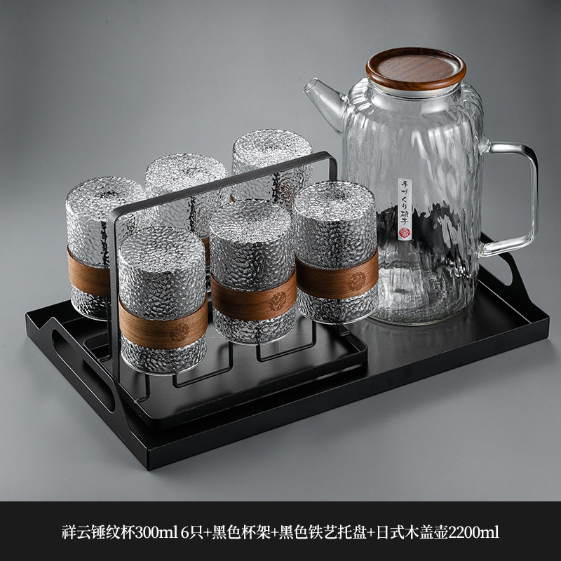 Nuevo chino patrón vertical taza de vidrio hogar de alta temperatura resistente taza de té hervidor de agua traje taza de beber anti-escaldado sala de estar hospitalidad