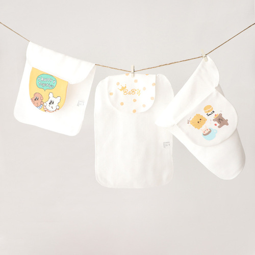 Baby sweat-absorbent towel four-layer kindergarten cotton gauze pad sling children's sweat towel large, medium and small breathable and sweat-absorbent