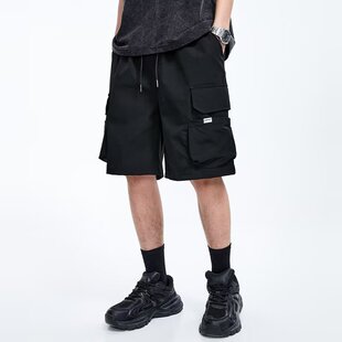 Cross-Border Cargo Pants Men's Summer American High Street Multi-Pocket Shorts Loose Straight Sports Casual Five-Point Pants