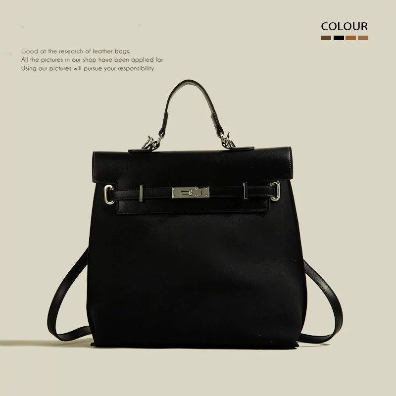 Retro handheld fashionable capacious travel bag, matte backpack
