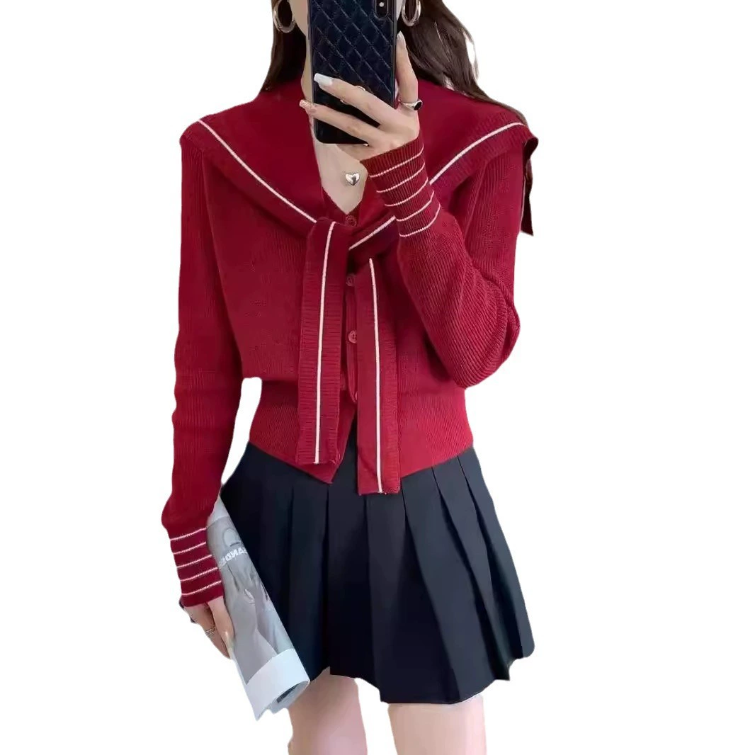 Нavy knitted demi-season design cardigan, fashionable jacket, sweater, trend of season