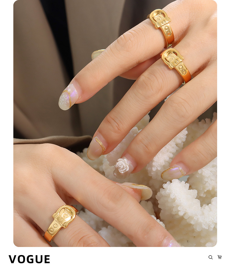 Retro Geometric Titanium Steel Plating Rings 1 Piece