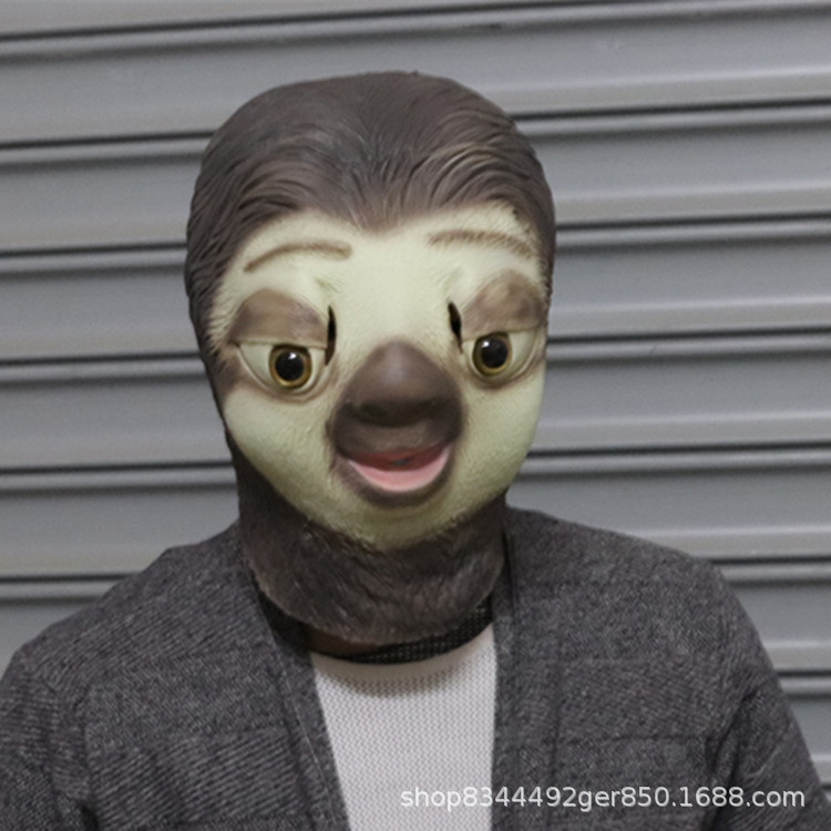 Perezas máscara de Halloween lindo divertido animal látex tocado TikTok Red rojo accesorios de rendimiento loco animal Ciudad