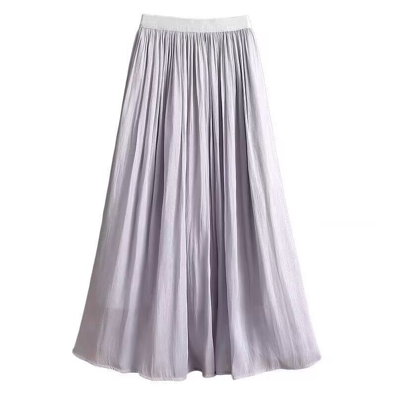 デザインヨーロッパスタイルの流れるシフォンスカート女性の夏の新しいミルクパールスカート気質ヤナギしわプリーツスカート|undefined