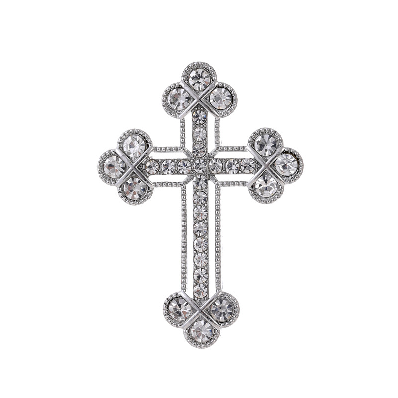 European and American cross-border cross brooch suit accessories high-grade corsage shirt collar pin clothes badge decorative pin