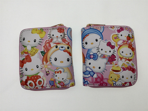 Cute KT Cat Cartoon Coin Purse Cartoon Kitty K T Cat Short Zipper Coin Purse Storage Bag