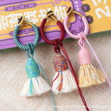 宋锦手编金刚结钥匙扣手搓棉线流苏穗子藏式手持挂坠绳流苏钥匙扣