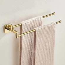旋转活动毛巾架铜轻奢金卫生间单杆极简浴室壁挂挂杆挂架浴巾架子