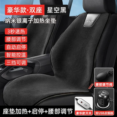 heating cushion winter single: Multi-function pad - black-two-seats-heating-automatic-start-and-stop-12v-24v-universal-timing-air-bag