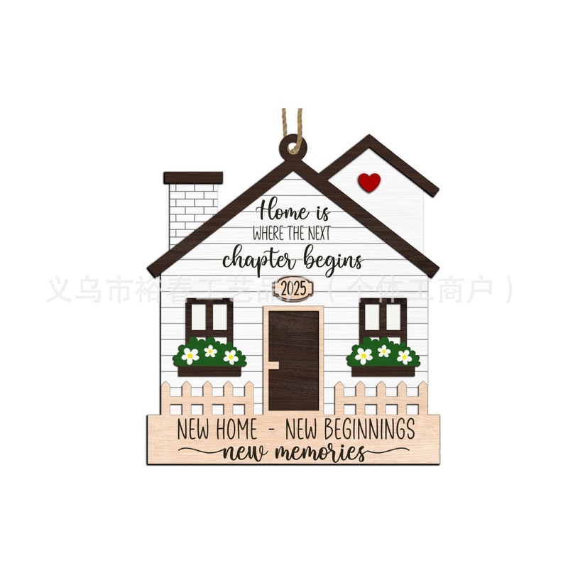 跨境新房乔迁礼物圣诞树挂件双层雕刻木质工艺品创意家居装饰礼品|undefined