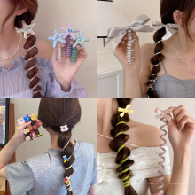 2025新款发绳电话线发圈夏季可爱气质泡泡辫网红编发神器皮筋头绳