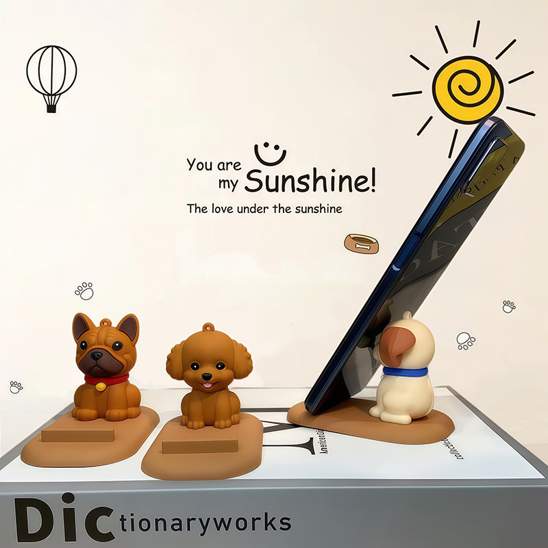 Creative Puppy Phone Stand Cute Desktop Decoration Ornament Adorable Pet Dog Cartoon Figurine Small Gift_voghion.com
