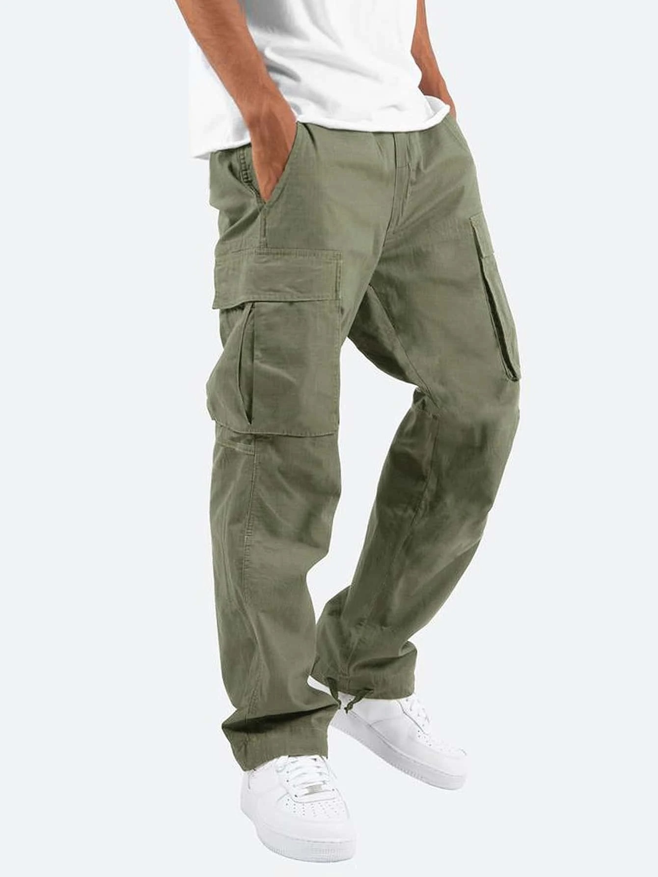 Pantalons décontractés pour hommes, nouveaux vêtements de travail d'été pour hommes avec cordon de serrage, pantalons décontractés multi-poches_voghion.com