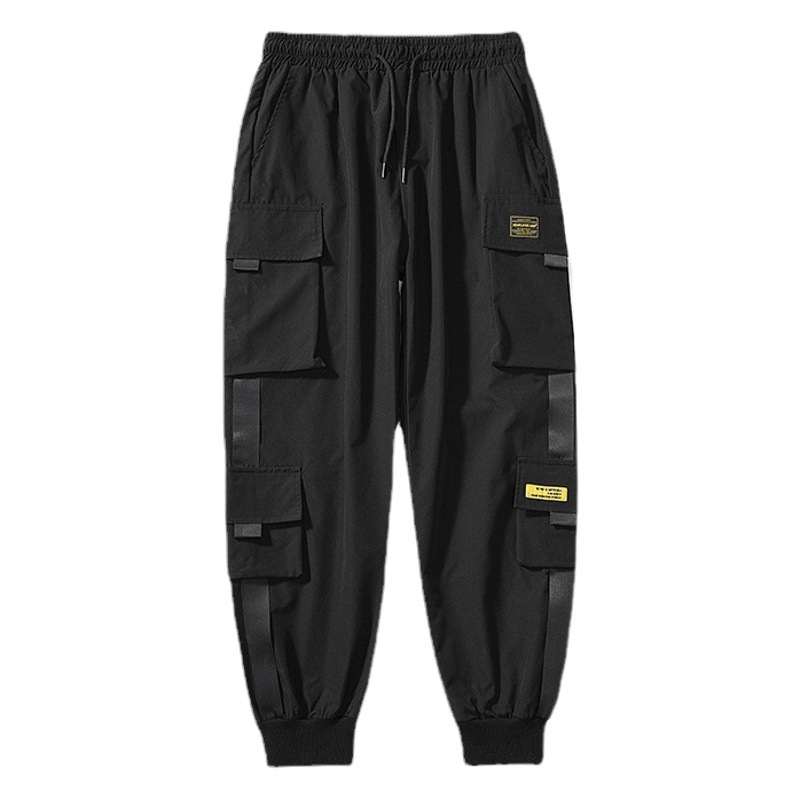 Verano Delgado mono multi-bolsillo de la pareja de Los hombres sueltos pantalones harén atados al tobillo pantalones casuales de moda del todo-fósforo recortada