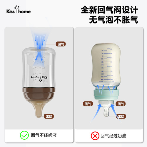 Newborn baby glass bottle with anti-bloating silicone nipple, children's supplies manufacturer wholesale customization cross-border