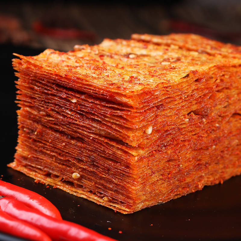 Spicy and spicy Yuba Spicy strips Hot &amp; Spicy snack 80 After Reminiscence Childhood snacks Chongqing Net Red Spicy slice 1/5 bag