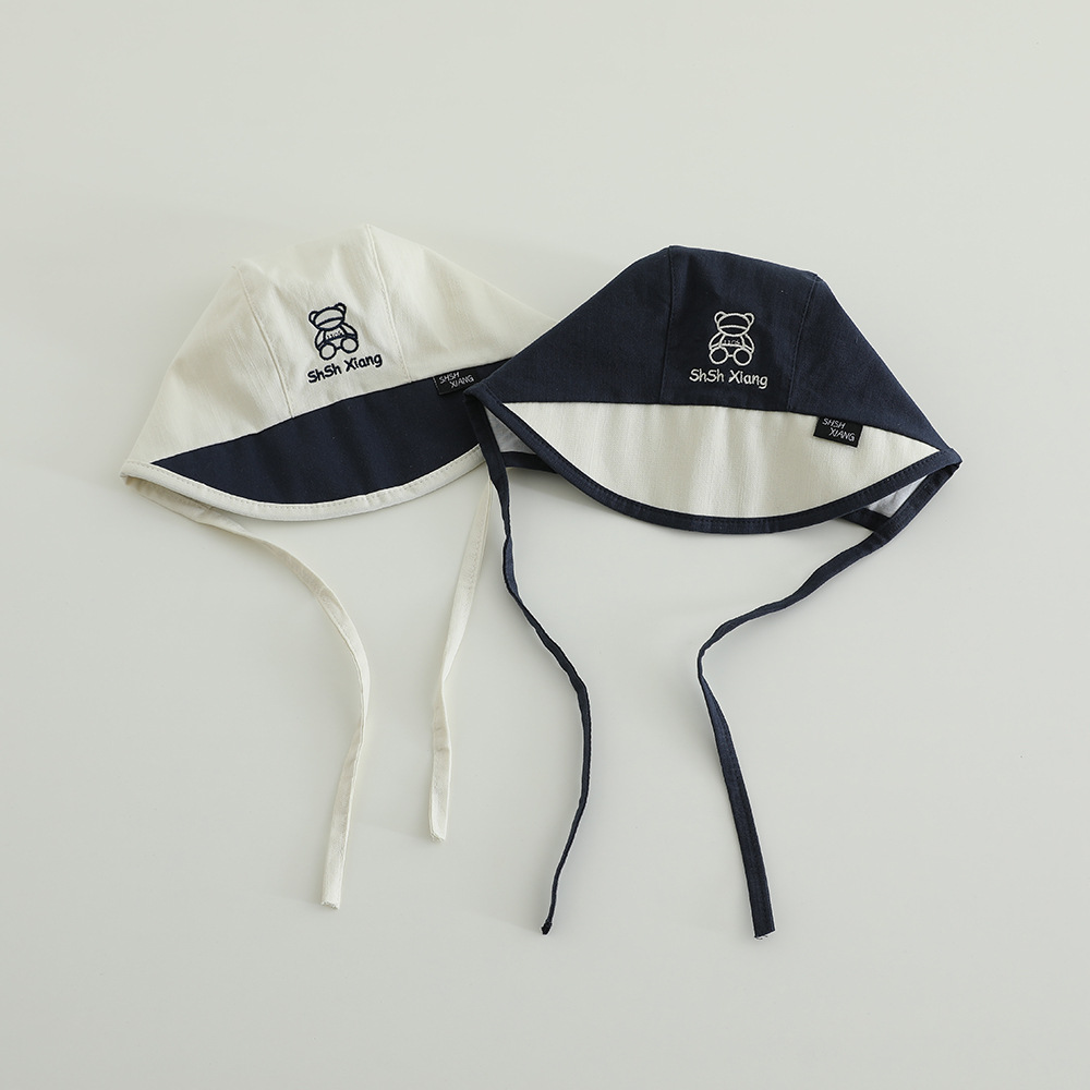 Sombrero coreano para bebés primavera y otoño delgado lazos letras baojou sombrero de corte sombrero de sombrero de abrigo recién nacido puerta de chimenea sombrero de marea