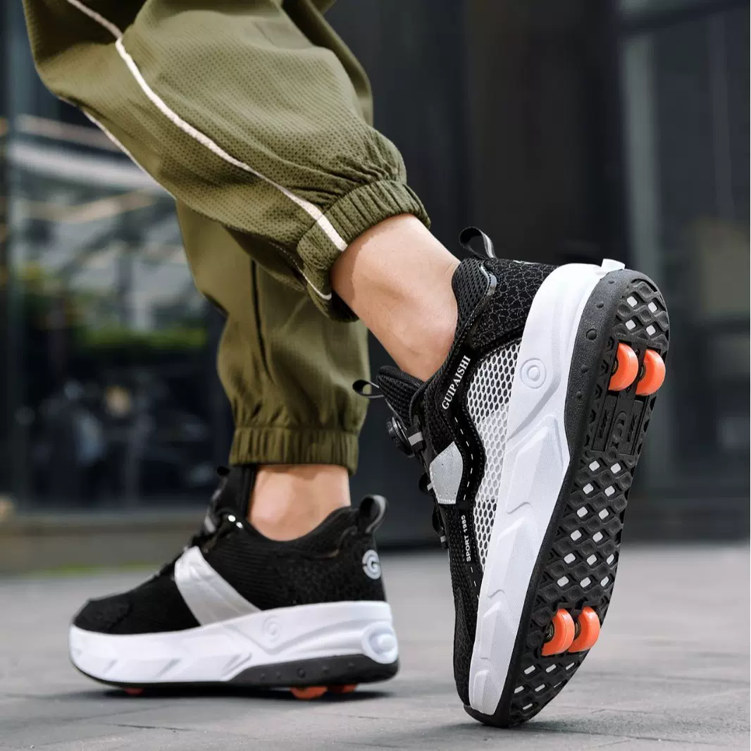 学生暴走鞋四轮儿童轮轮滑鞋男女自动版带轮子的鞋现货批发