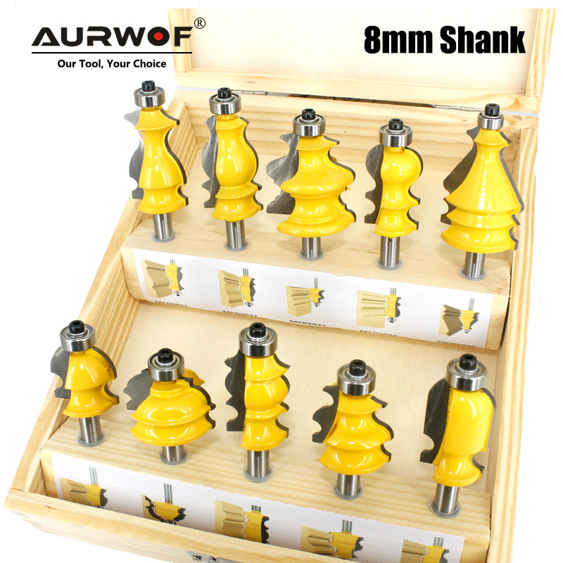 8柄10件套木盒装花线刀扶手花边线条刀柜门顶线雕刻机镂机铣刀