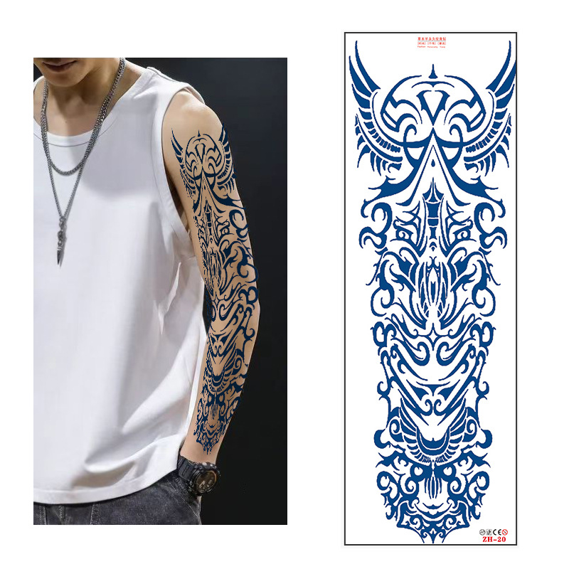 Calcomanías de tatuaje semipermanentes de brazo completo para hombres y mujeres brazo imagen grande jugo de planta no puede lavar las pegatinas de tótem de tatuaje