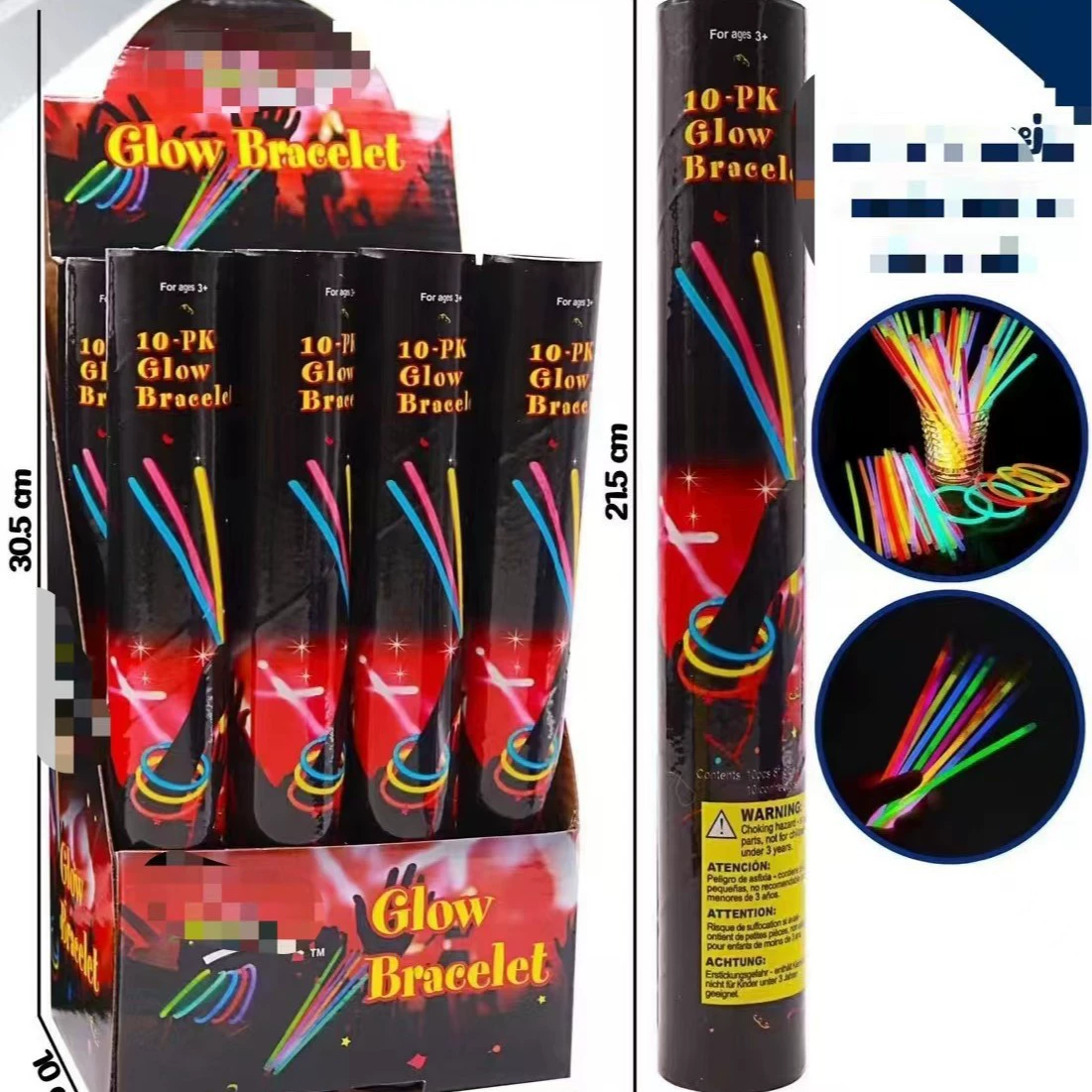 Светящиеся браслеты, набор из 10 штук в подарочной коробке, одноразовые светящиеся палочки, игрушки для праздников и вечеринок на Amazon