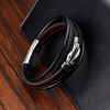 Men's woven leather bracelet stainless steel, 2023 collection, genuine leather