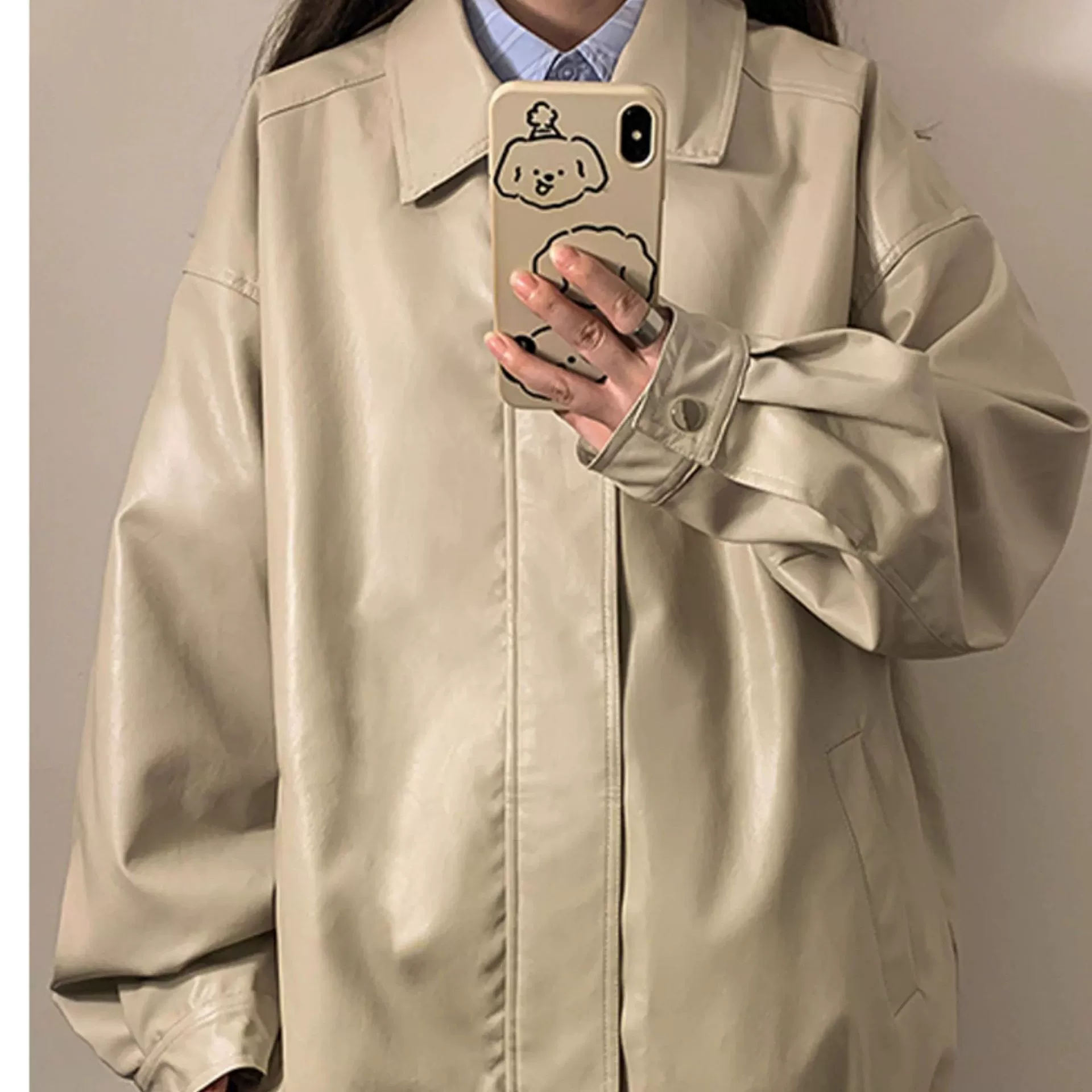 Oversized demi-season windproof, waterproof jacket in American style; Black/Apricot/Coffee, S-XL