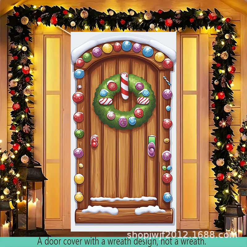 temu クロスボーダー新しいクリスマスツリードアカバーさまざまな装飾サンタクロースギフトドアカバーホリデーパーティー雰囲気バック|undefined