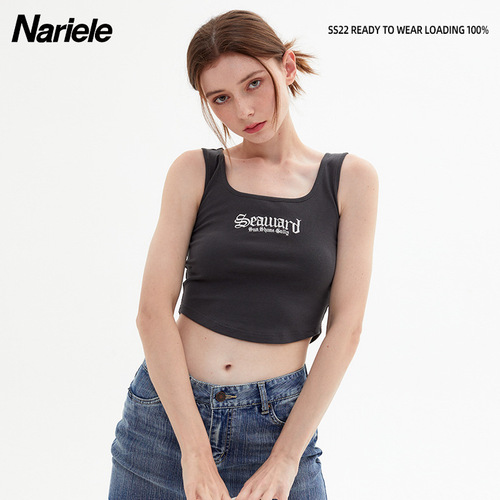 HeyHenry design niche letter camisole women's summer sweet and spicy outer wear slim short top