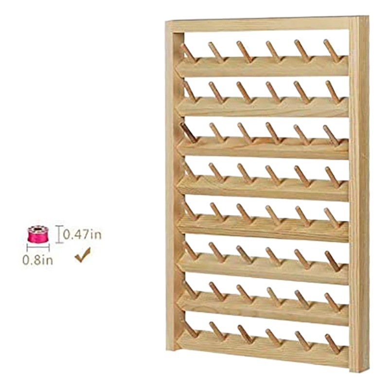 48 ejes de madera colgante de pared hilo eje de hilo de coser Hilo de cera bobina almacenamiento estante de alambre estante peluca estante de la bola de alambre de madera