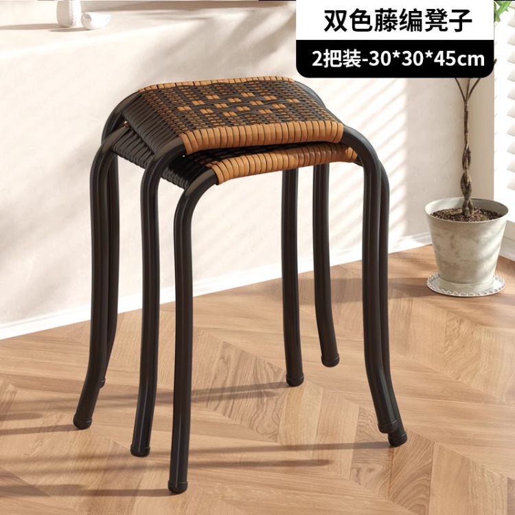 Silla plegable para balcón Silla de mimbre de ocio para el hogar Respaldo de ratán de plástico Silla pequeña Taburete de Maza al aire libre individual