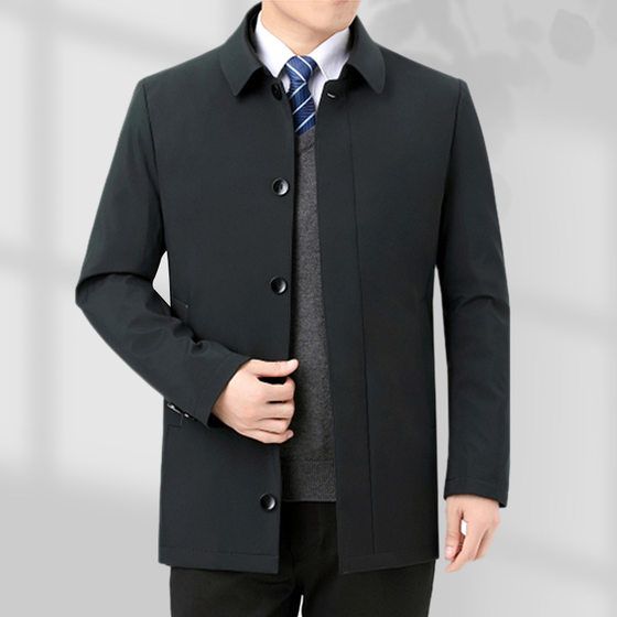 Middle-aged Men's Coat Spring and Autumn Men's Coat Middle-aged Men's Business Casual Lapel Top Middle-aged Jacket