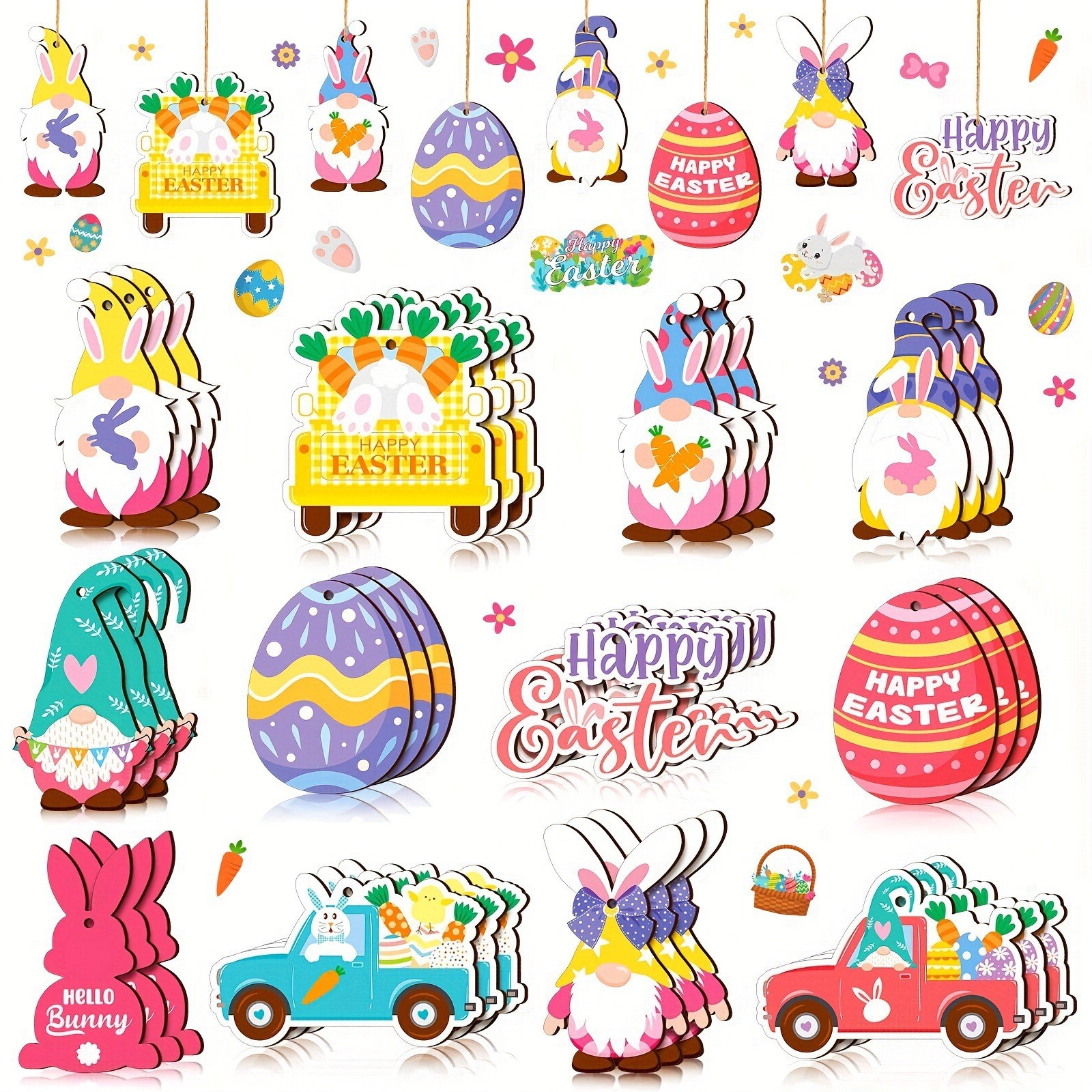 Conjunto de 36 Pascua de madera lista múltiples patrones juego doorplate colgante Pascua