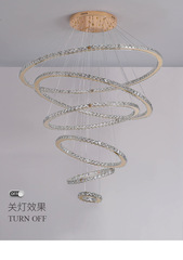 Lighting creative LED round ring pendant light for modern minimalist living room, luxury crystal chandelier, villa dining room, bedroom decor