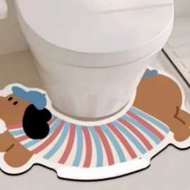 浴室卡通腊肠狗马桶u型脚垫卫生间厕所防溅尿吸水速干防滑耐脏垫