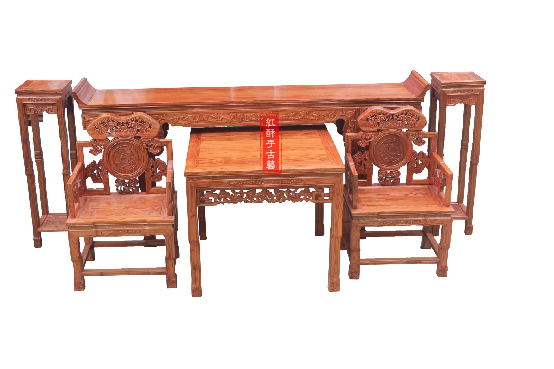 Solid Wood Imitation Classical Chinese Furniture Rural Hall Solid Wood Offering Table Home Buddha Table Strip Case Four/Six Piece Set