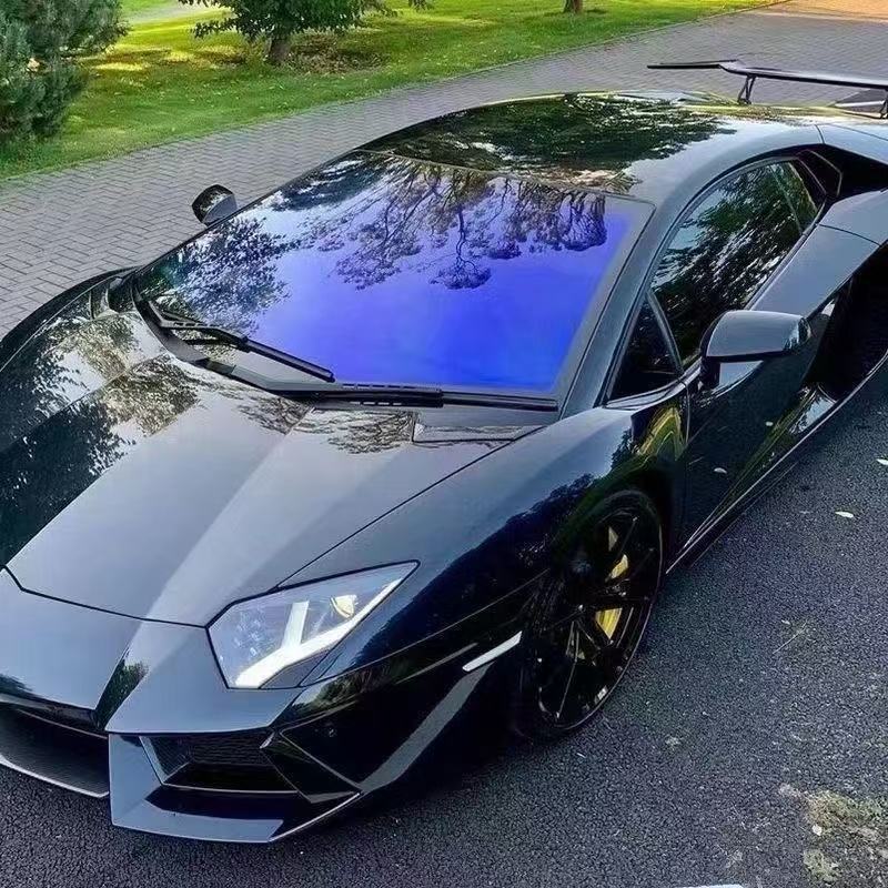 Royal Purple Iridescent Car Window Film, Front Windshield Sunscreen and Heat Insulation Film, High Privacy Ghost Rose Solar Film