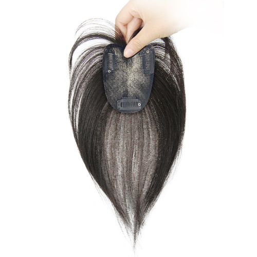 Black Swan wig piece human hair manufacturer wholesale women's head hair extension to cover gray hair eight-character bangs wig replacement piece