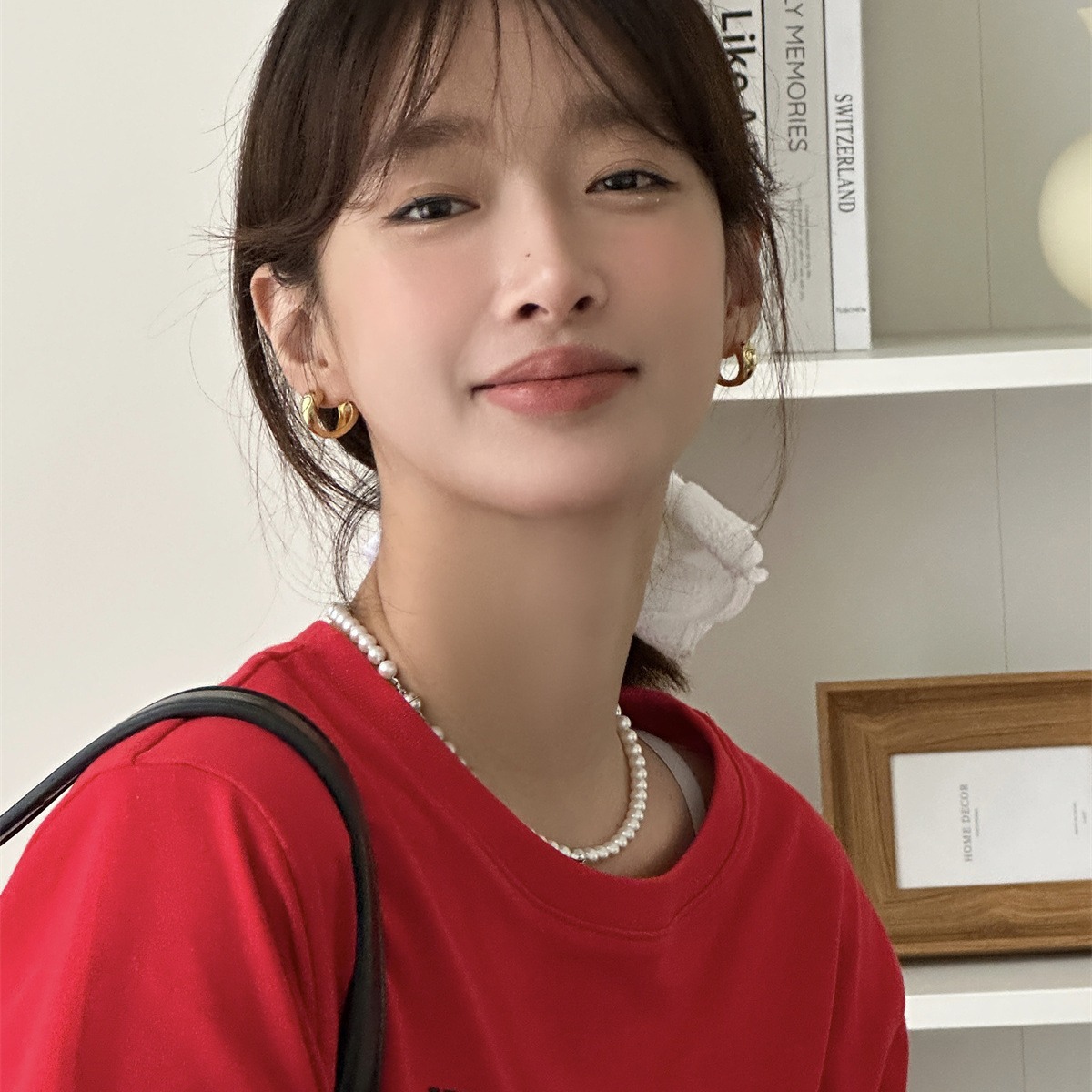 925銀針愛心耳環女簡約小眾高級感水滴耳圈輕奢時尚冷淡風耳飾