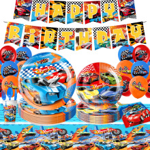 风火轮赛车Hot Wheels主题男孩生日派对装饰餐具纸盘纸杯纸巾用品
