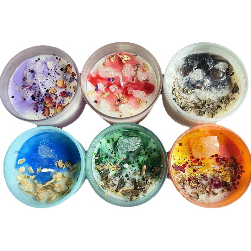 Vela de fragancia de concha de flores secas, recuerdo transfronterizo, cera de soja, vela de aromaterapia de cristal hecha a mano de color, alto valor