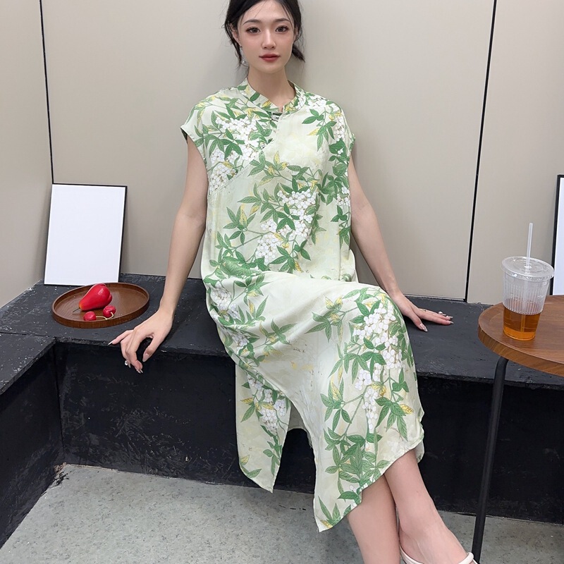 Summer New Arrival Artificial Cotton dress New Chinese Style National Style Improved Cheongsam Version Young Sleeveless Jacquard dress Summer New Arrival Artificial Cotton dress New Chinese Style National Style Improved Cheongsam Version Young Sleeveless Jacquard dress