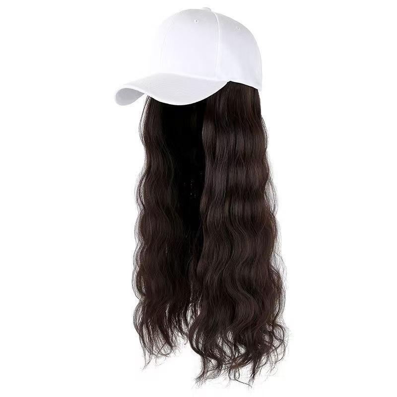 20inch-white hat+dark brown hair