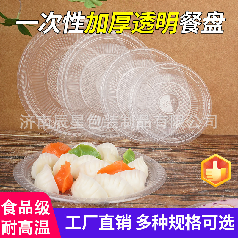Disposable Round Plate Plastic Plate High Temperature Resistant Banquet Wedding Banquet Camping Style Barbecue Tableware Dish Picnic Hard Plastic