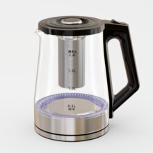 跨境电热水壶带茶漏高硼硅玻璃透明自动断电1.8-2.2L煮咖啡电茶壶
