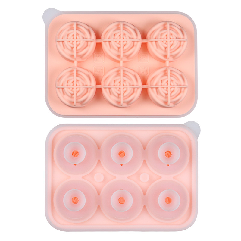 Caja de molde de hockey sobre hielo de silicona Ice Cube máquina de hielo 4-piece Rose whisky Comercial Grande cuadrado redondo image 14