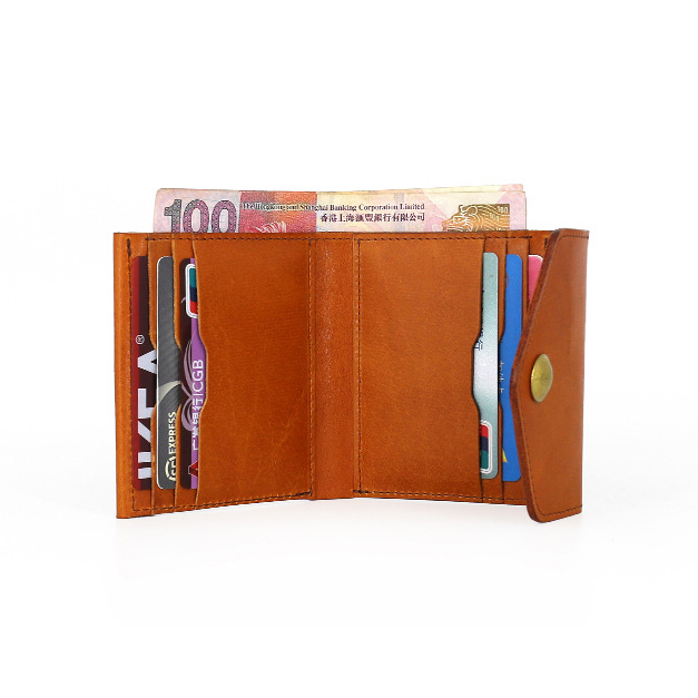 真皮植鞣头层牛皮钱包信封式驾驶证卡包女生搭扣小钱包名片包卡夹